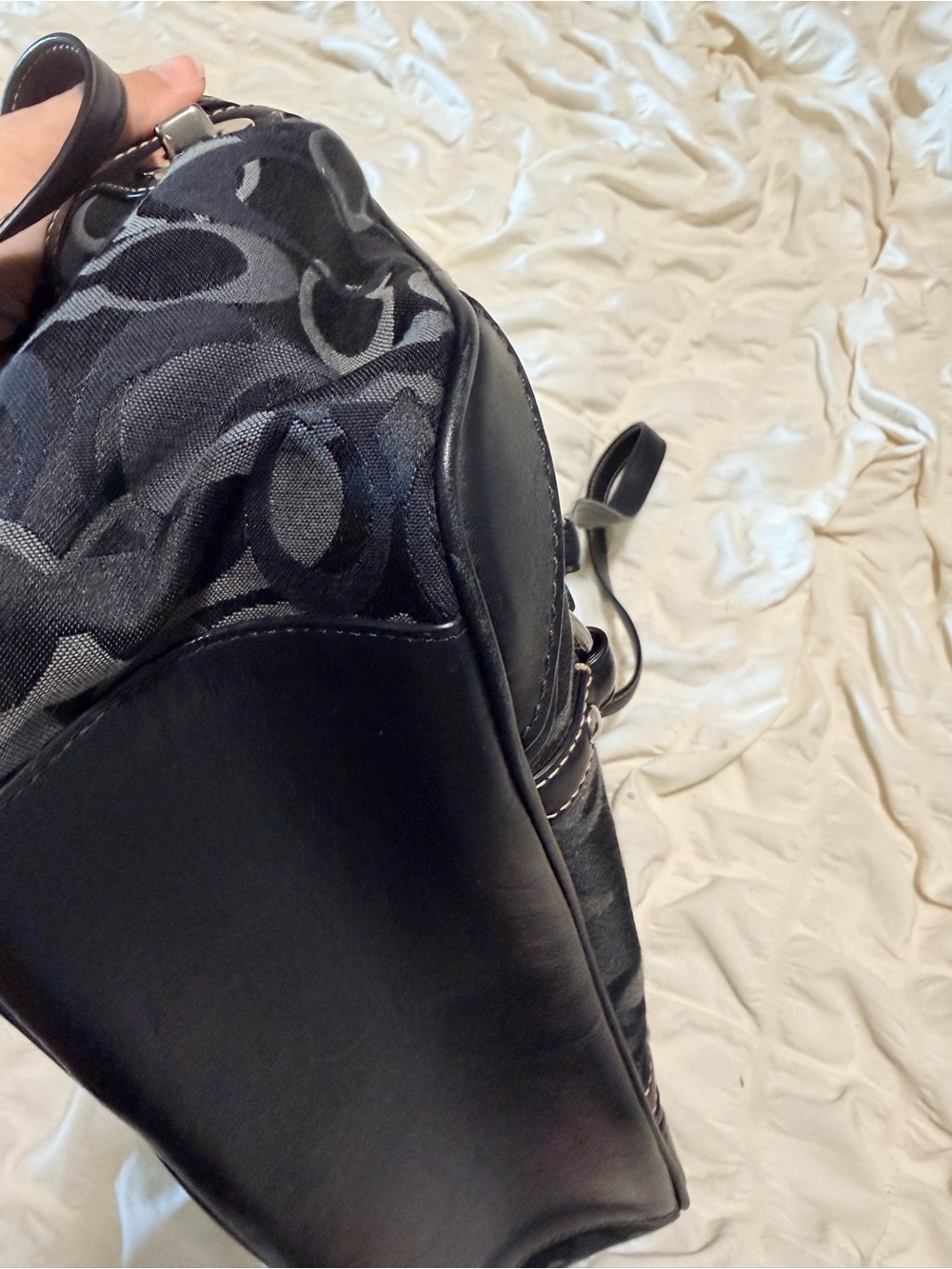 Coach Black & Gray Signature Canvas Shoulder Bag - Picture 7 of 16